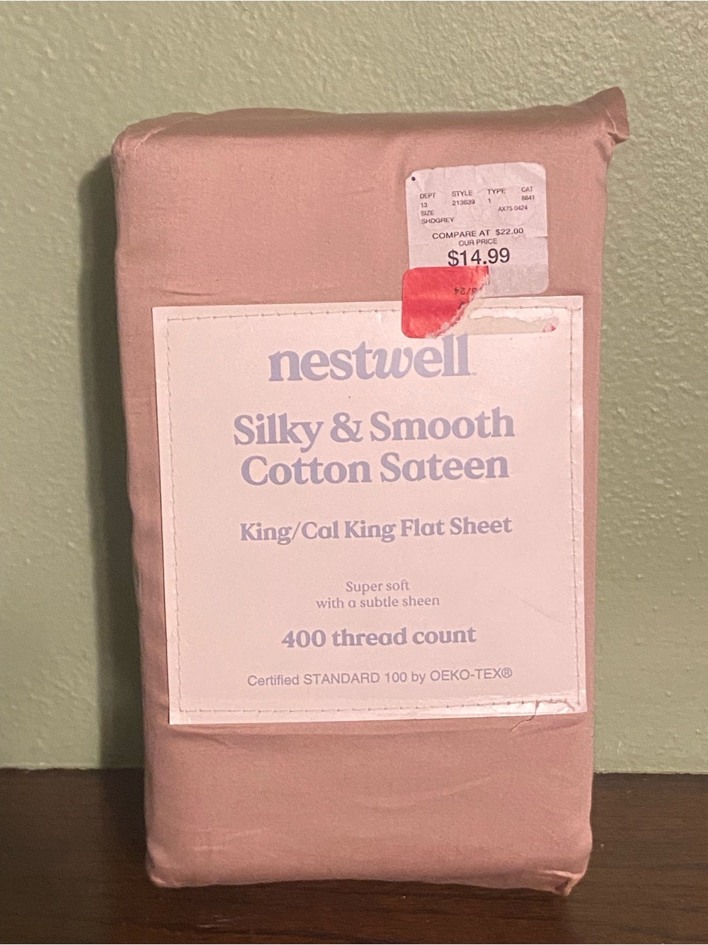 Silky & Smooth Cotton Sateen Flat Sheet - Dusty Pink, King/Cal King